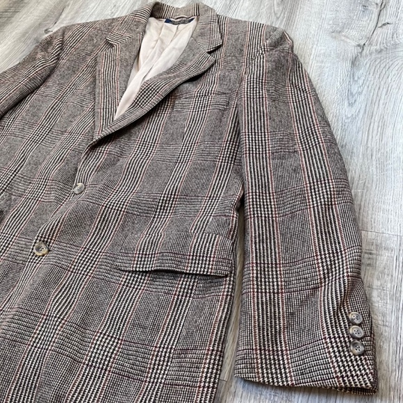 Brooks Brothers Blazer Men's 42L Brown Windowpane Plaid 100% Camel Hair Grandpa‎ - Picture 4 of 12